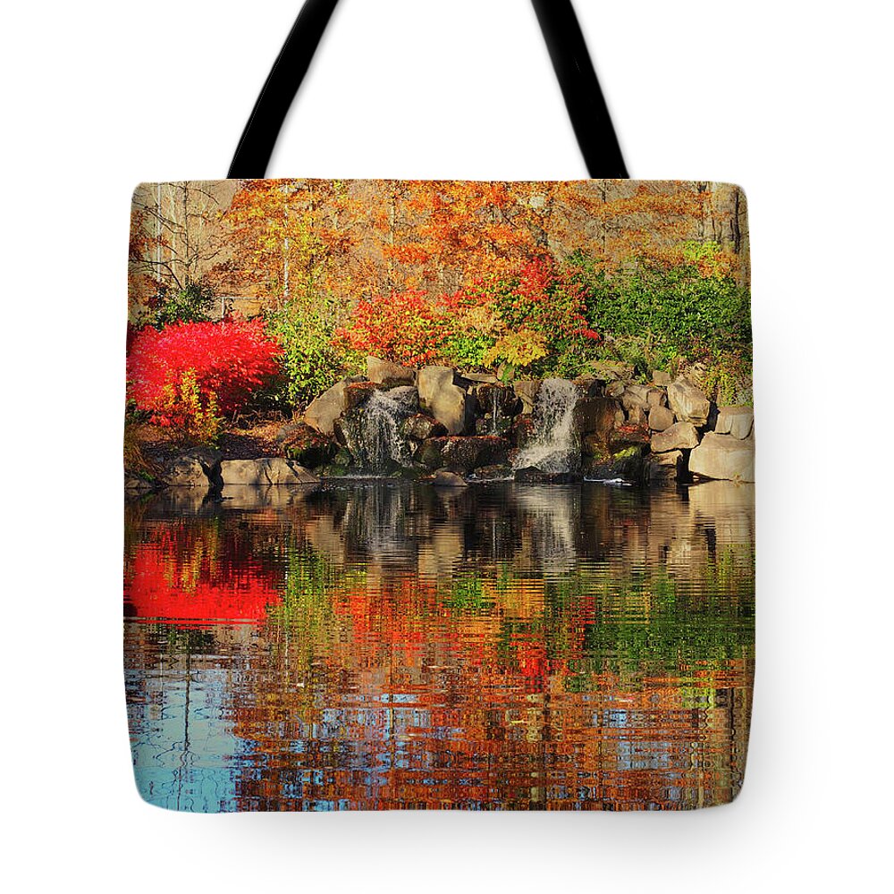 Waterfall. Landscape Tote Bag featuring the photograph Waterfall in Autumn by Bearj B Photo Art