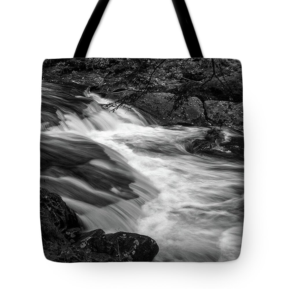 Black And White Tote Bag featuring the photograph Waterfalls at Ricketts Glenn by Louis Dallara