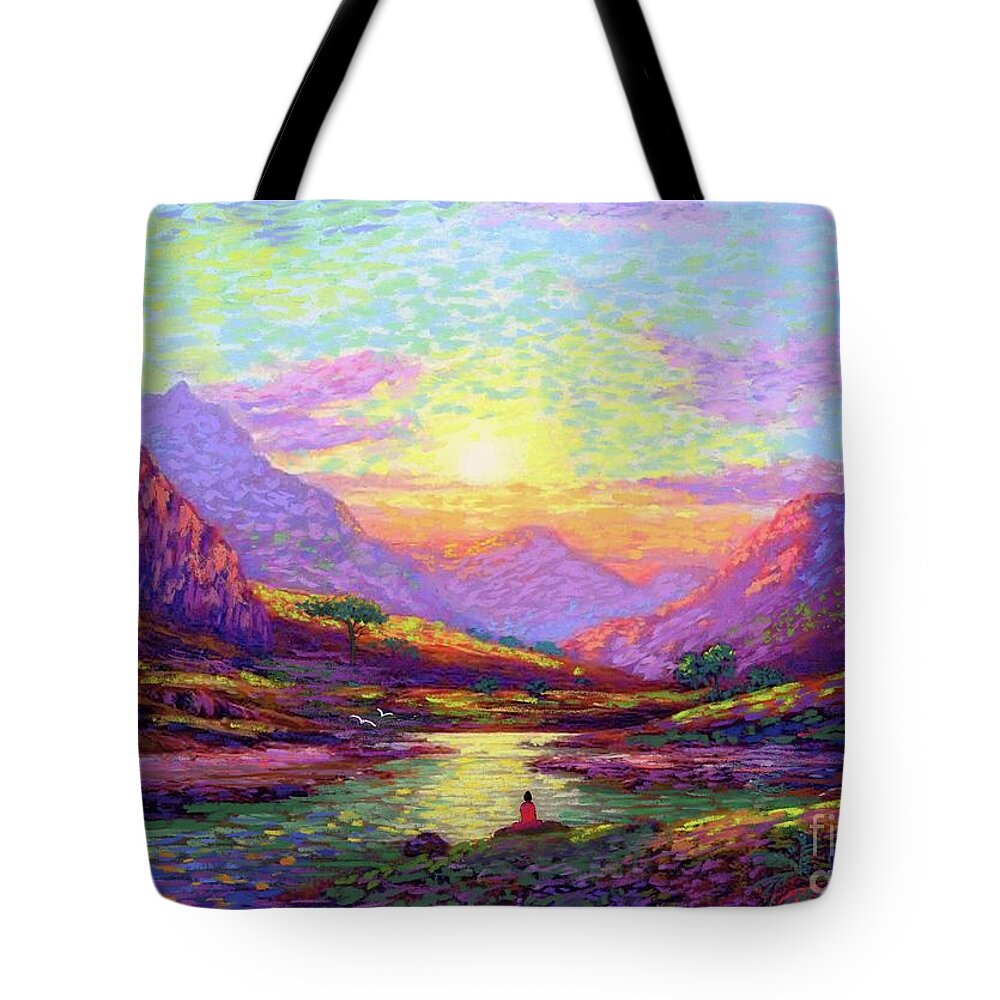 Meditation Tote Bag featuring the painting Waves of Illumination by Jane Small