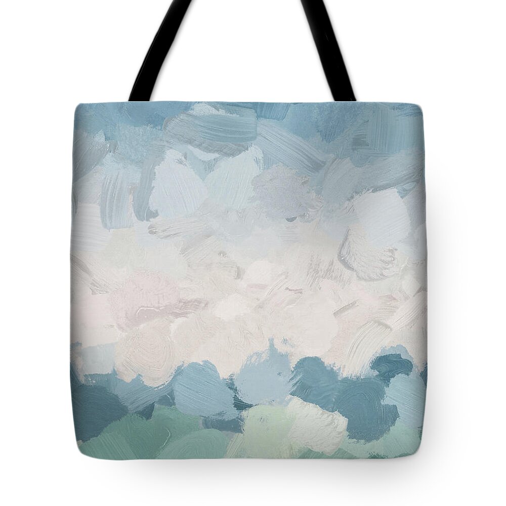 Mint Blue Aqua Sky Tote Bag featuring the painting Waves on the Horizon by Rachel Elise