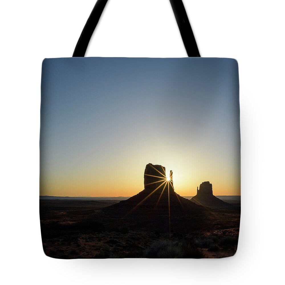 Arizona Tote Bag featuring the photograph West Mitten Sunburst by James Covello
