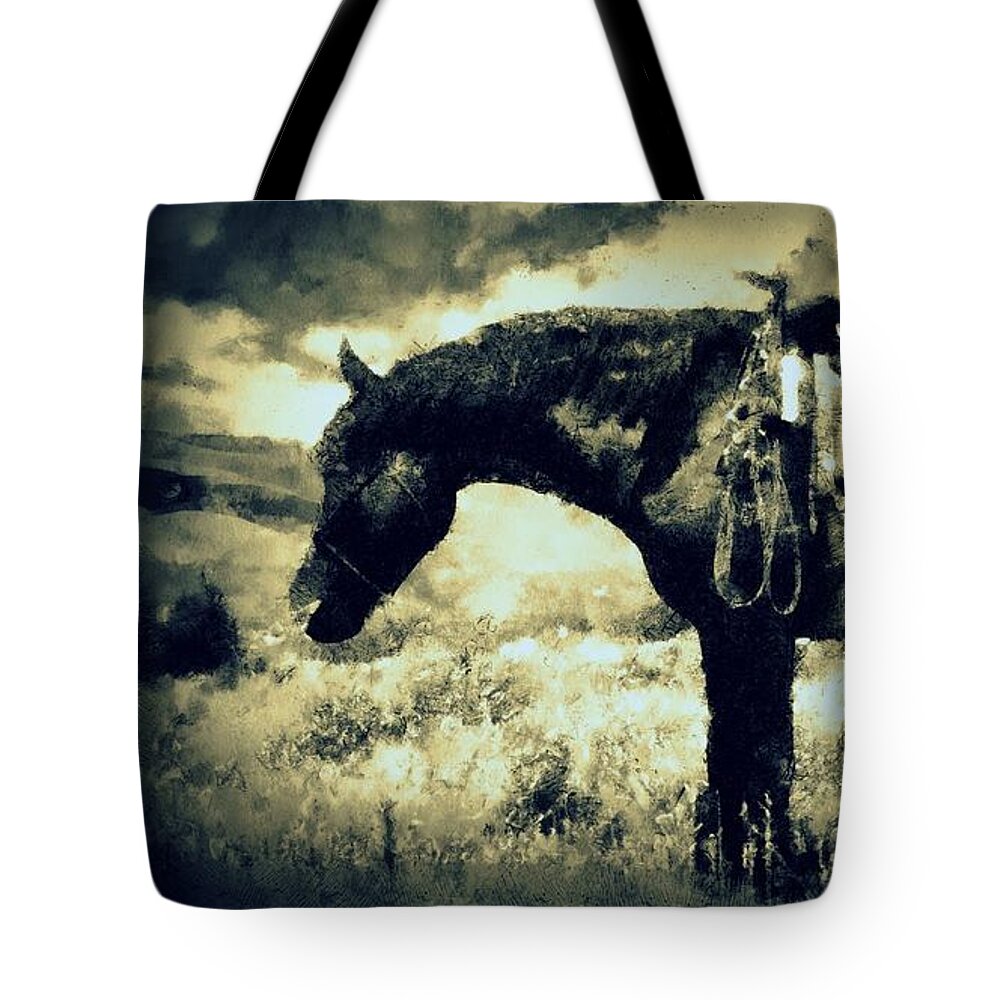 Horse Tote Bag featuring the photograph Western Horse - Long Trail Home by Janine Riley