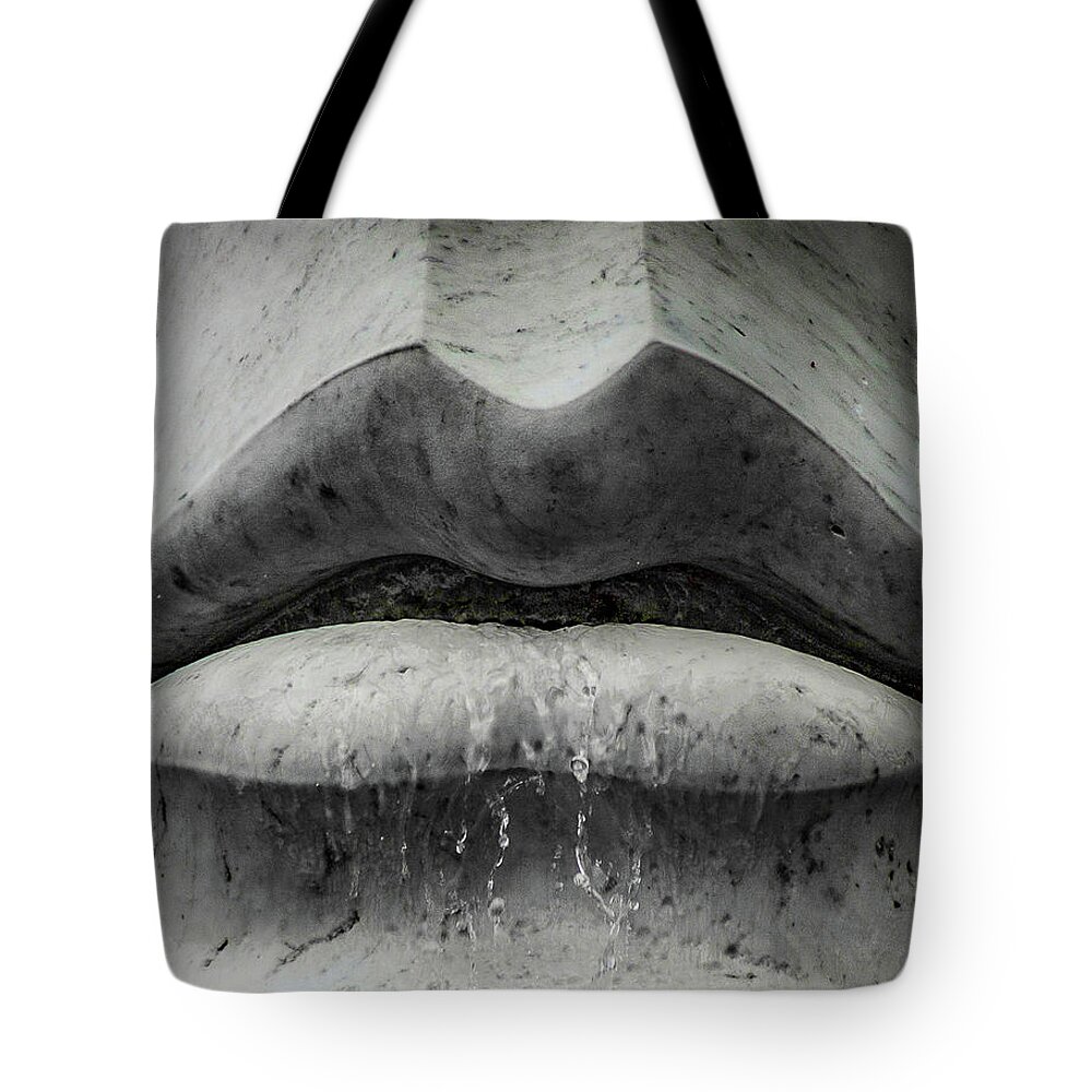 Statue Tote Bag featuring the photograph Wet Lips by Lora J Wilson