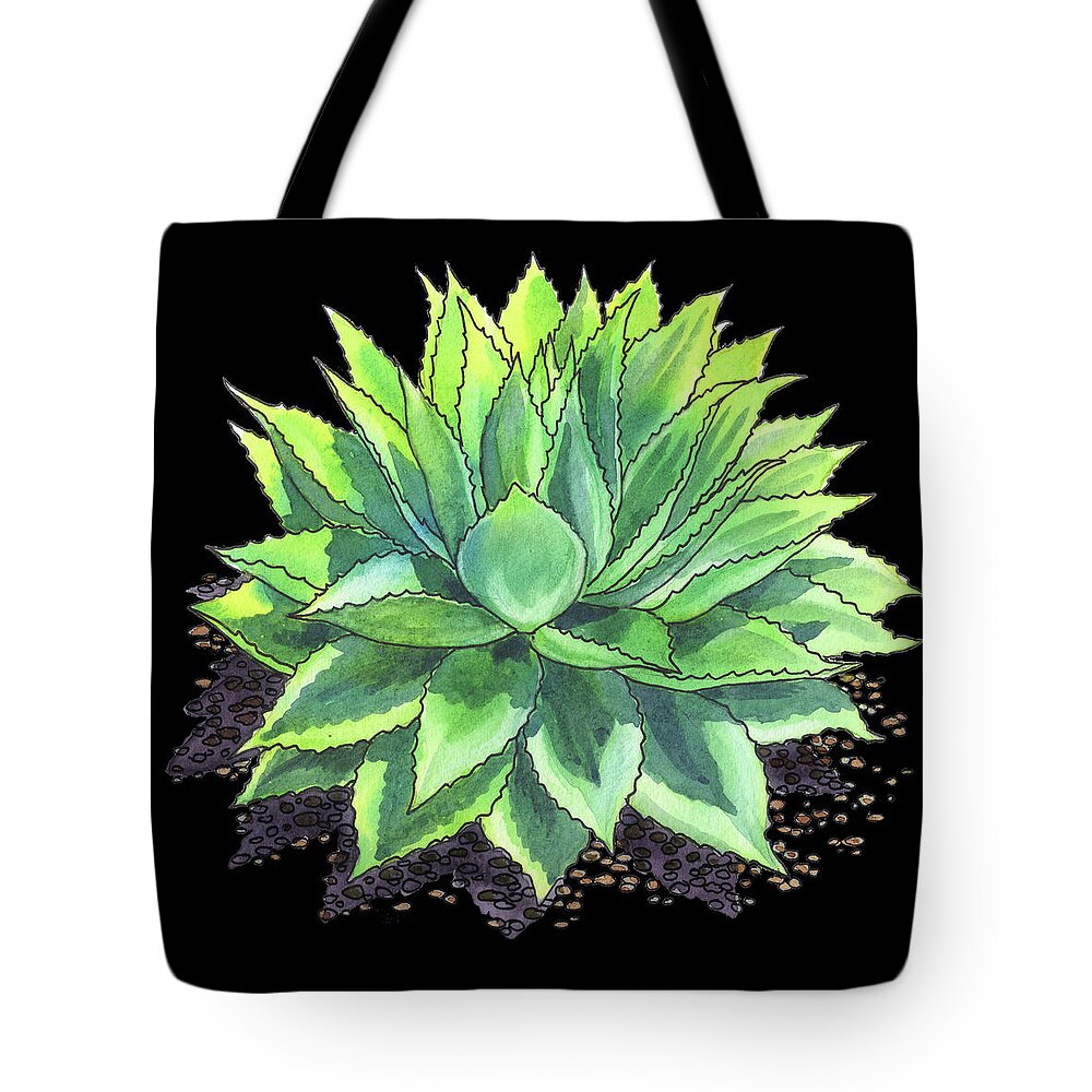 Succulent Tote Bag featuring the painting Whale Tongue Agave Succulent Plant Watercolor by Irina Sztukowski