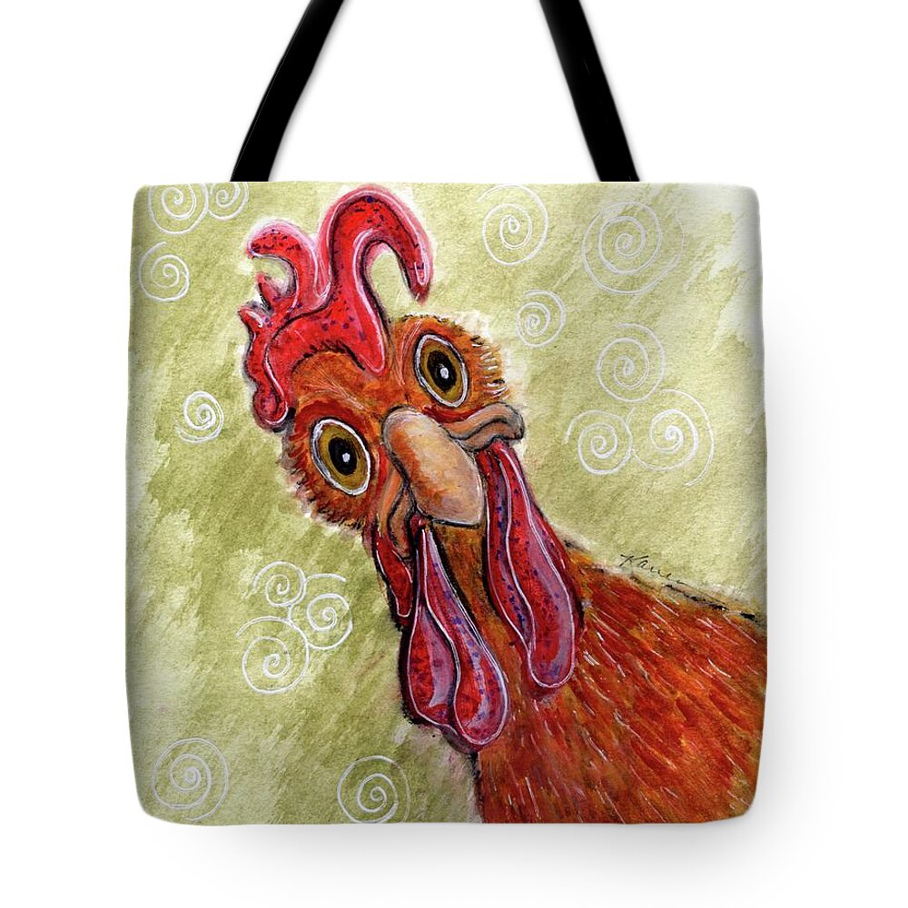 Chicken Tote Bag featuring the painting What's Up My Peeps by Karren Case