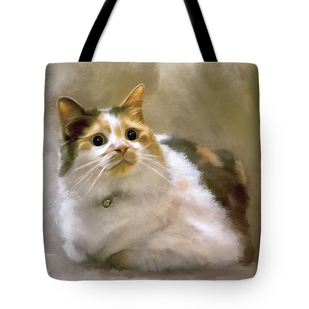 Cat Tote Bag featuring the digital art When Kitty Wants To Play by Lois Bryan
