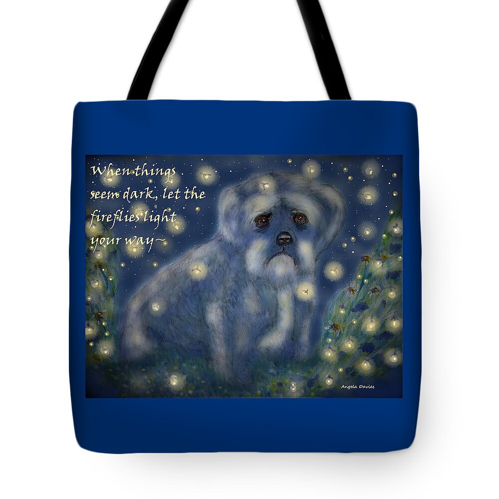 Text Tote Bag featuring the digital art When Things Seem Dark by Angela Davies