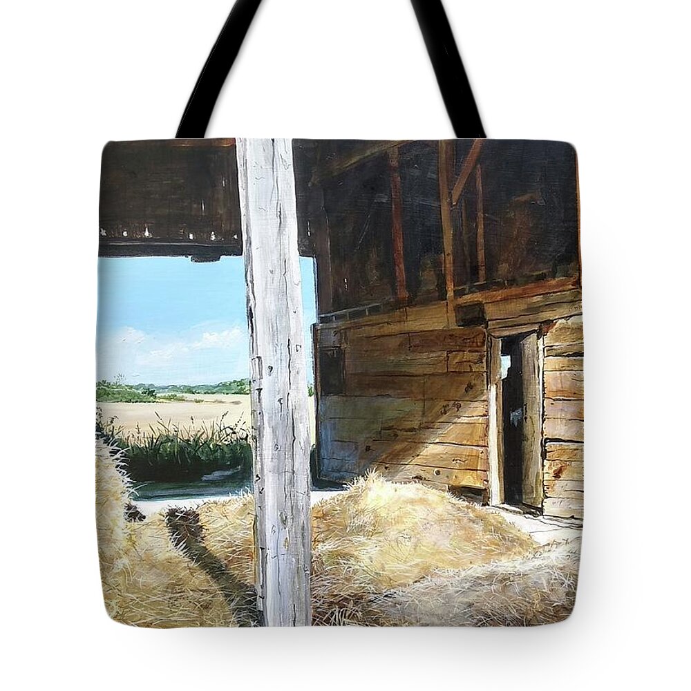 Barn Tote Bag featuring the painting While The Sun Shines by William Brody