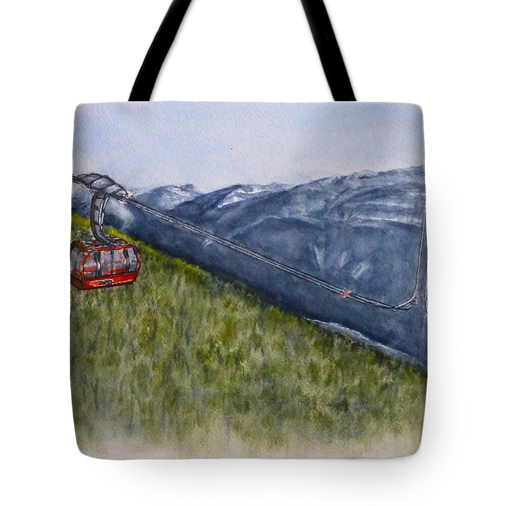 Whistler Tote Bag featuring the painting Whistler Mountain Gondola by Kelly Mills
