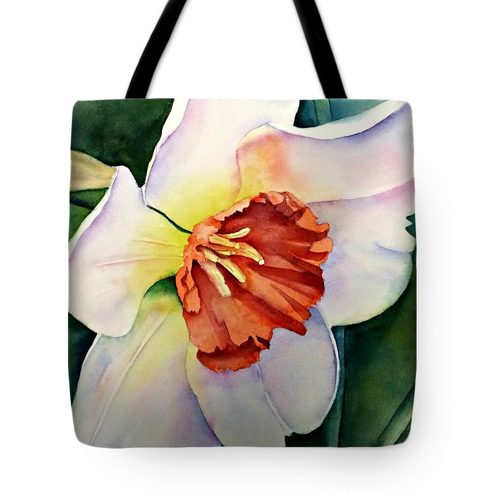 Flower Tote Bag featuring the painting White Beauty by Beth Fontenot