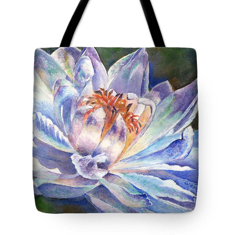 Waterlily Tote Bag featuring the painting White Bright Waterlily by Wendy Keeney-Kennicutt