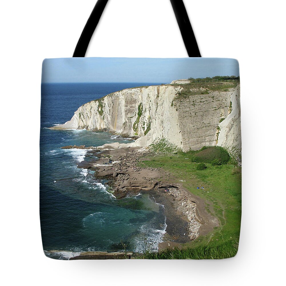 Scenics Tote Bag featuring the photograph White Cliffs At Getxo, Spain by Ursula Sander