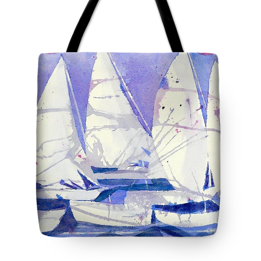 Sailboats Tote Bag featuring the painting White Sails by Midge Pippel