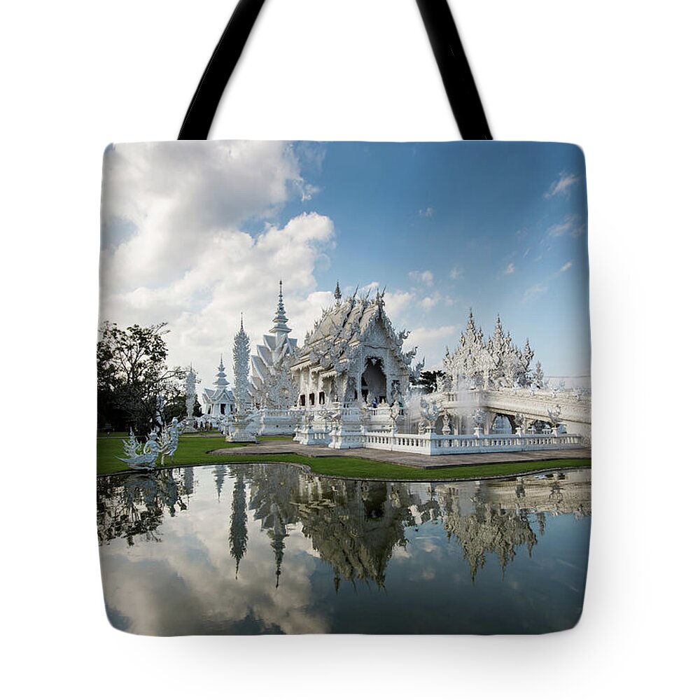 Tranquility Tote Bag featuring the photograph White Temple Wat Rong Khun by Www.tonnaja.com