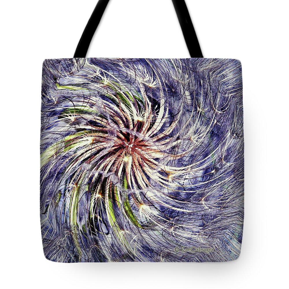 Seeds Tote Bag featuring the mixed media Wild Seed Dance by Kae Cheatham