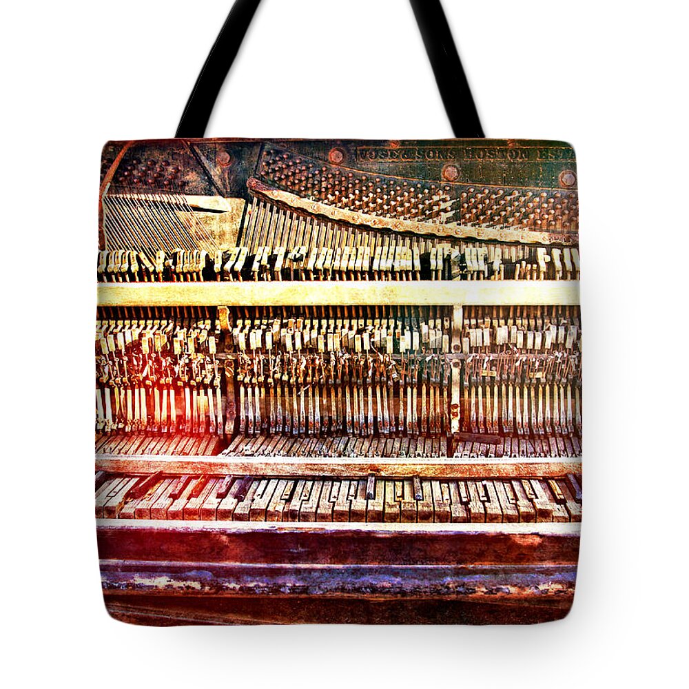 Wild West Tote Bag featuring the digital art Wild West Piano Relic by Tatiana Travelways