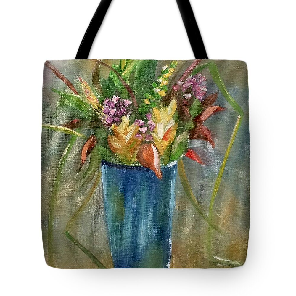 Wild Flowers Tote Bag featuring the painting A Wild Bunch 3 by Helian Cornwell