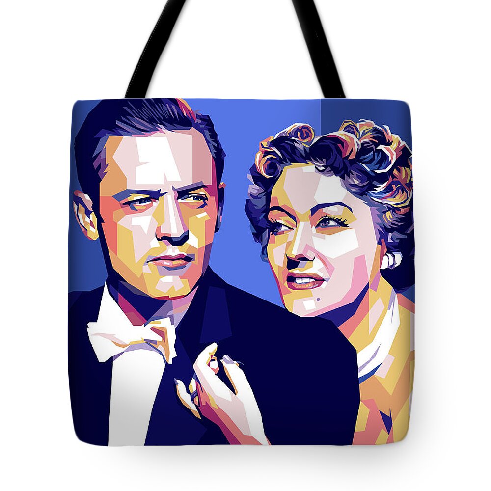 William Tote Bag featuring the photograph William Holden and Gloria Swanson by Stars on Art