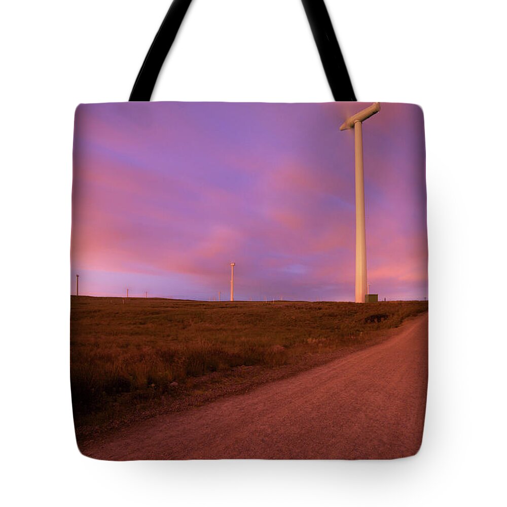Environmental Conservation Tote Bag featuring the photograph Wind Turbines At Night by Photography By Spencer Bowman