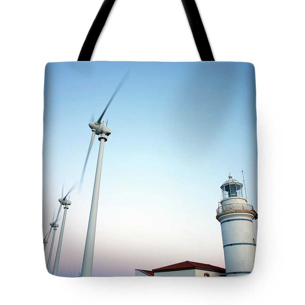 Sport Rowing Tote Bag featuring the photograph Wind Turbines by Jazzirt