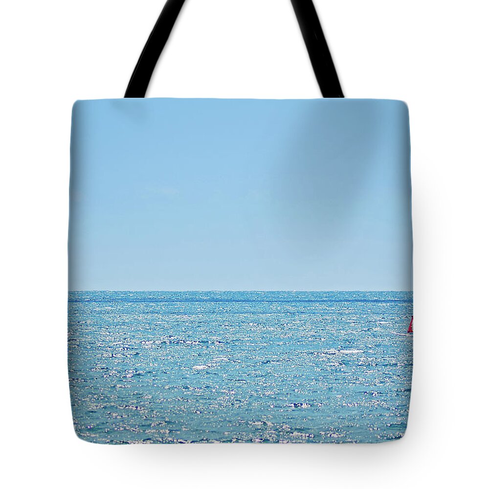 Adriatic Sea Tote Bag featuring the photograph Windsurfer In Action by Itchysan