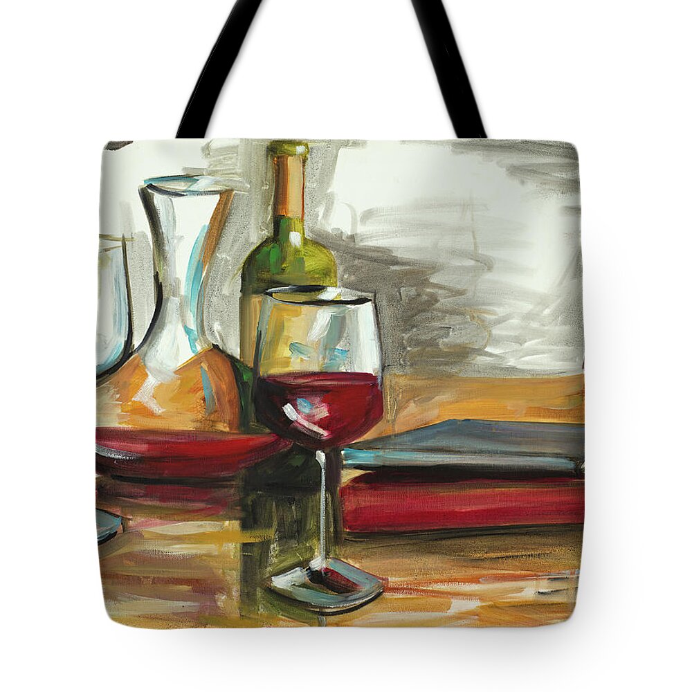 Wine Tote Bag featuring the painting Wine And Books by Heather A. French-roussia