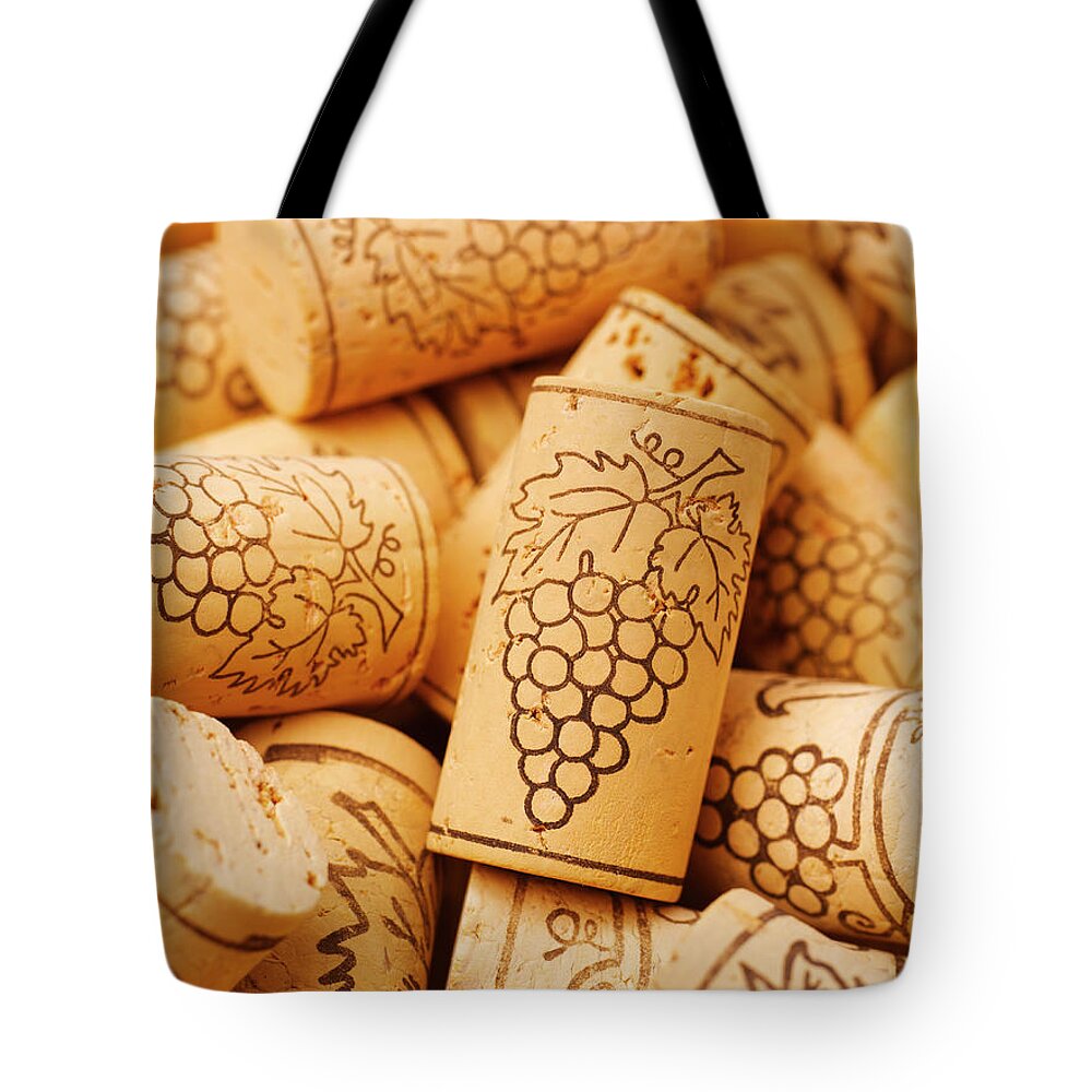 Wine Cork Tote Bag featuring the photograph Wine Corks, Close-up, Full Frame by Peter Dazeley