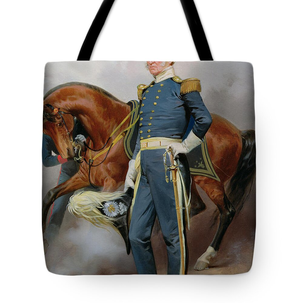 Winfield Tote Bag featuring the painting Winfield Scott by Alonzo Chappel