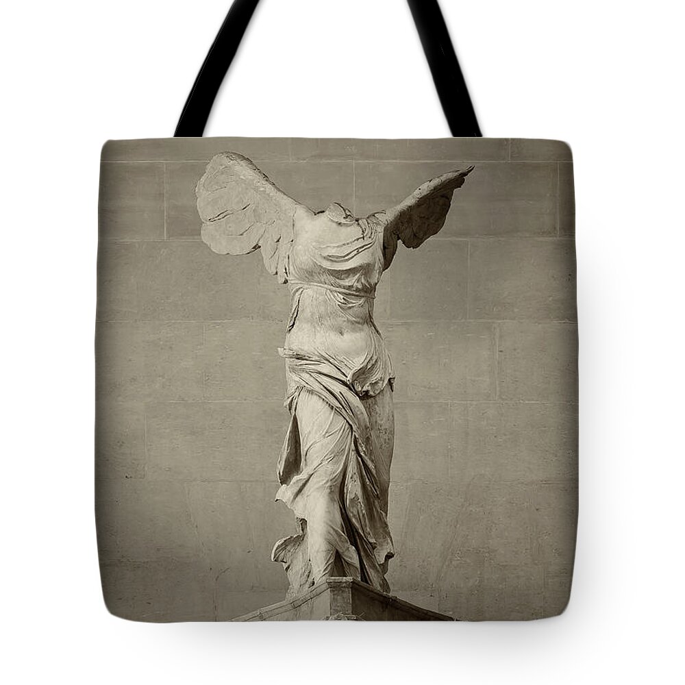 Winged Victory Tote Bag featuring the photograph Winged Victory of Samothrace - #15 by Stephen Stookey