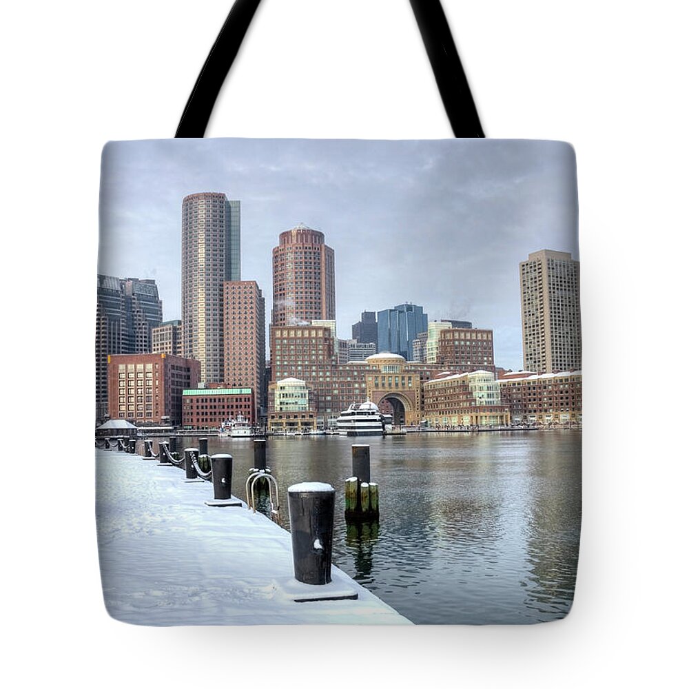 Downtown District Tote Bag featuring the photograph Winter In Boston by Denistangneyjr