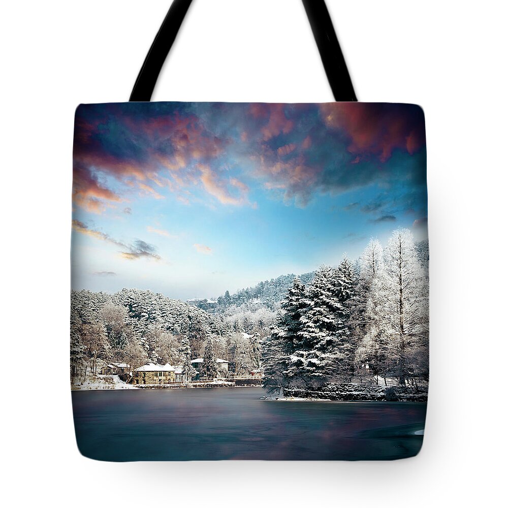 Scenics Tote Bag featuring the photograph Winter Landscape by Chinaface