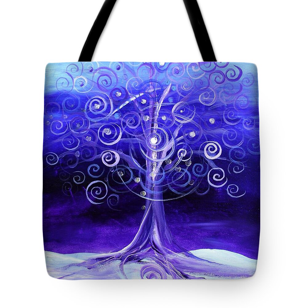 Tree Tote Bag featuring the painting Winter Tree, One by J Vincent Scarpace