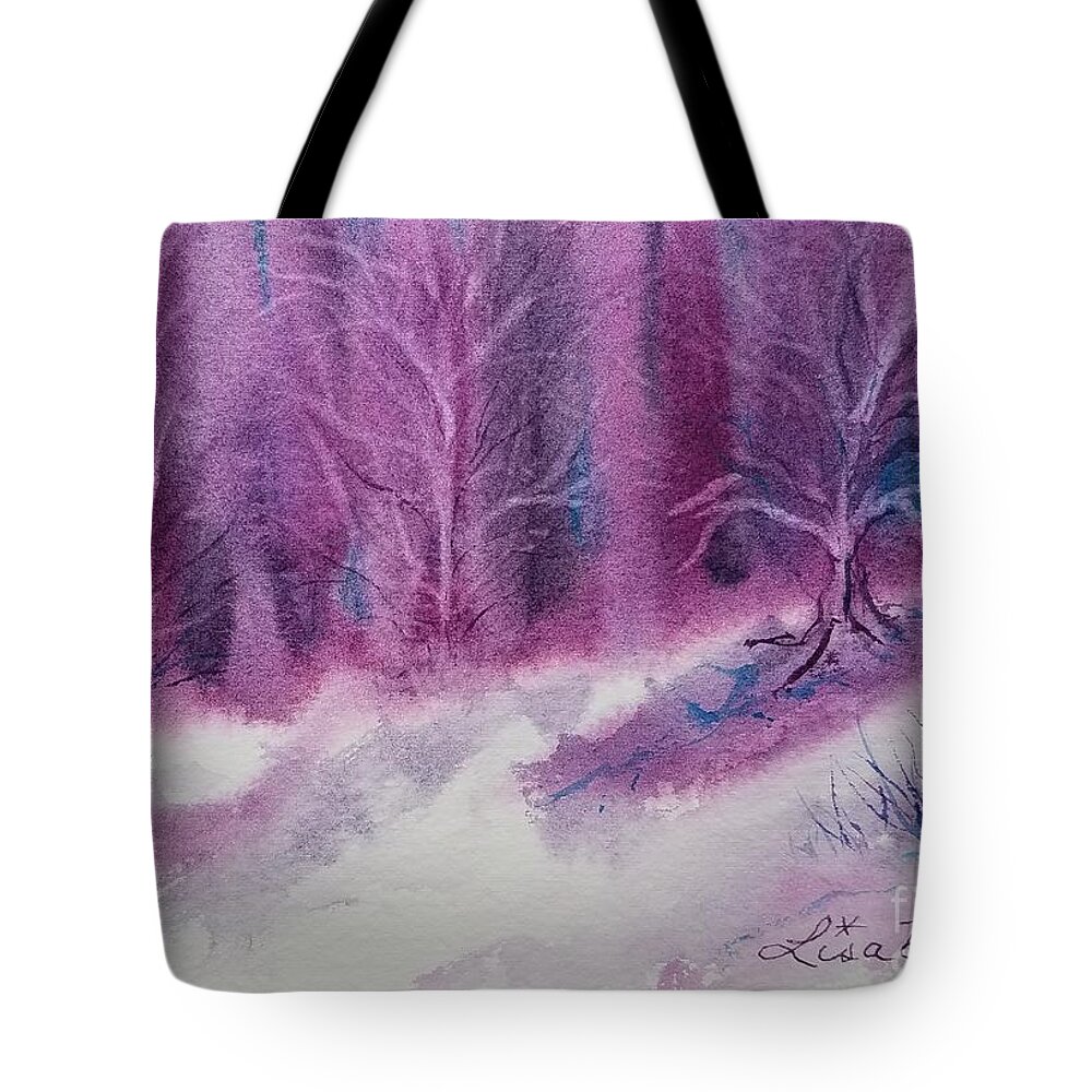 Impressionistic Winter Tote Bag featuring the painting Winter wonderland by Lisa Debaets