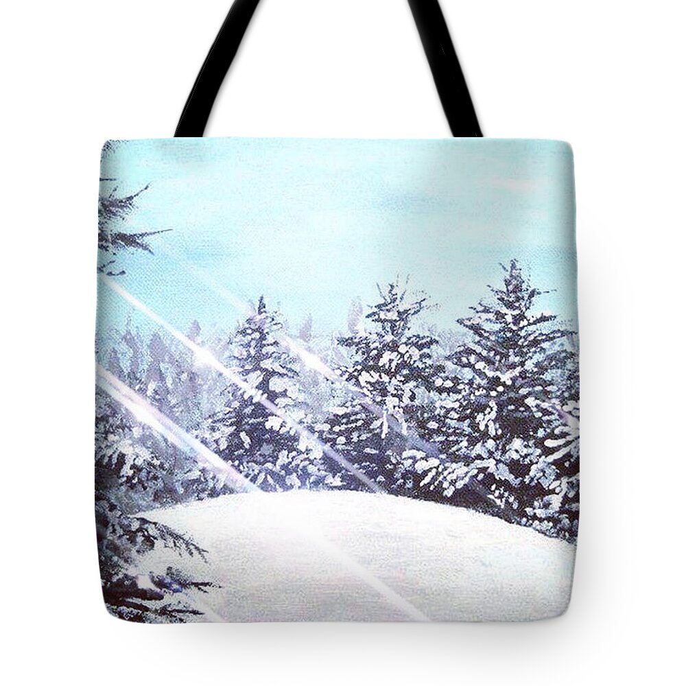 Winter Tote Bag featuring the painting Winters Solstice by Joel Tesch