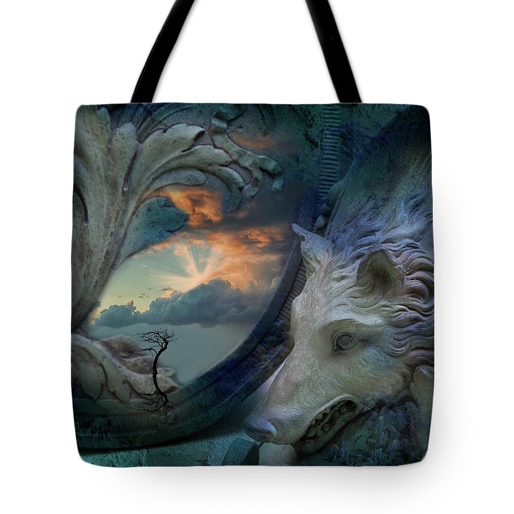 Evie Tote Bag featuring the photograph Wolf at the Window by Evie Carrier