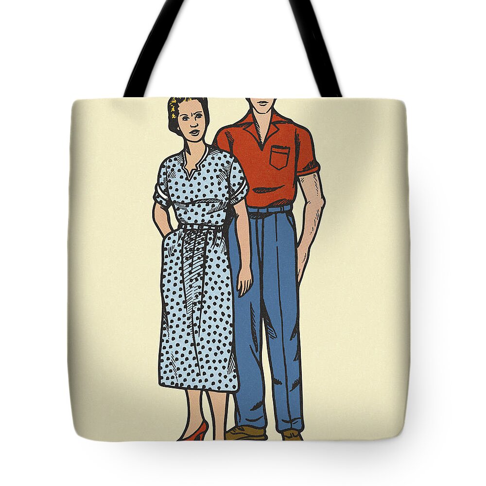 Adult Tote Bag featuring the drawing Woman and Man by CSA Images