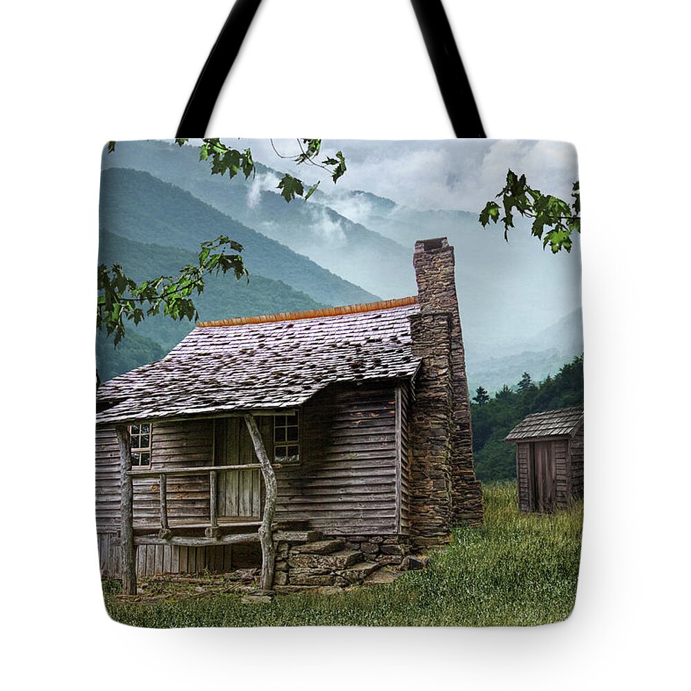 Art Tote Bag featuring the photograph Wood Cabin in the Hills by Randall Nyhof