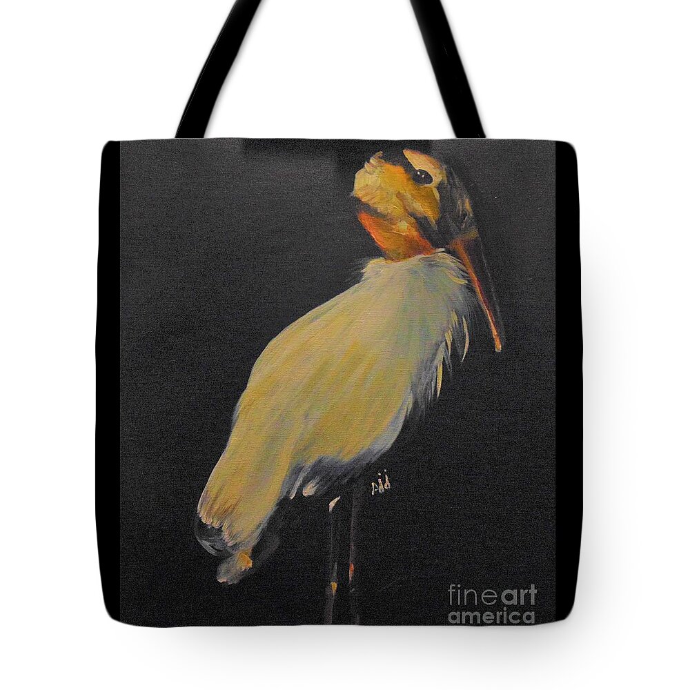 Bird Tote Bag featuring the painting Wood Stork by Saundra Johnson