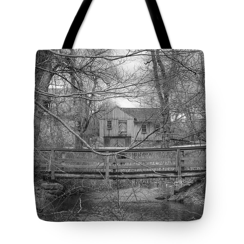Waterloo Village Tote Bag featuring the photograph Wooden Bridge Over Stream - Waterloo Village by Christopher Lotito