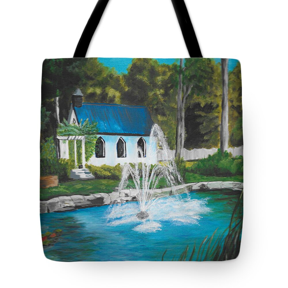 Pond Tote Bag featuring the painting Woodland Park by David Bigelow