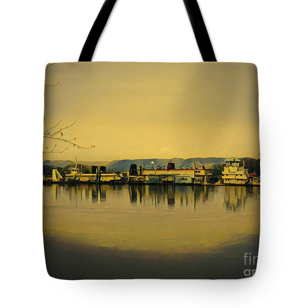 Mississippi River Tote Bag featuring the painting Work Barge by Marilyn Smith