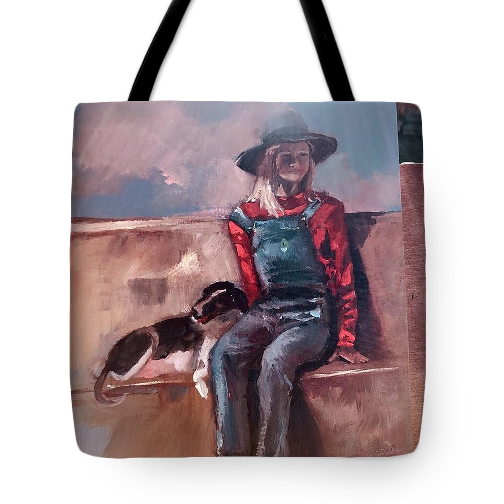 Plein Air Tote Bag featuring the painting Work in Progress by Jan Dappen