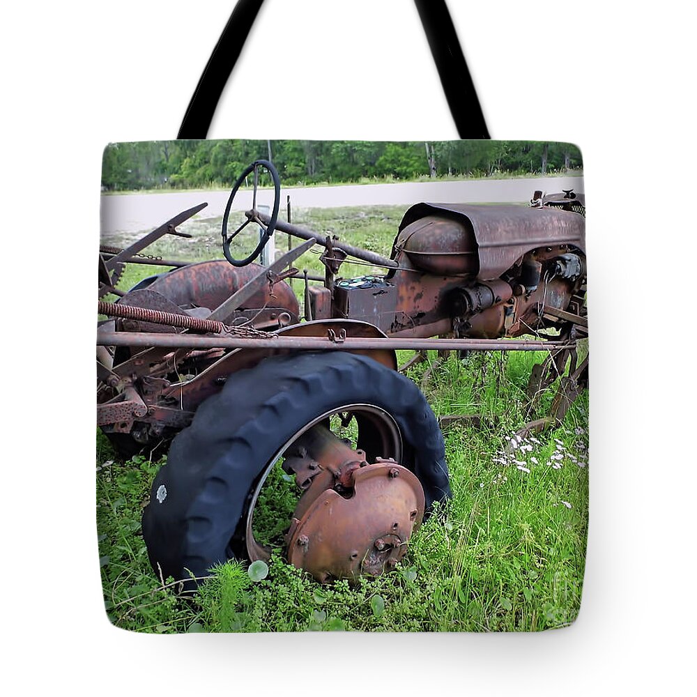 Rusty Tote Bag featuring the photograph Worked The Wheels Off by D Hackett