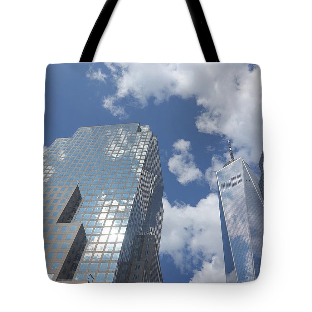 Freedom Tower Tote Bag featuring the photograph World Trade and Freedom Tower by Cate Franklyn