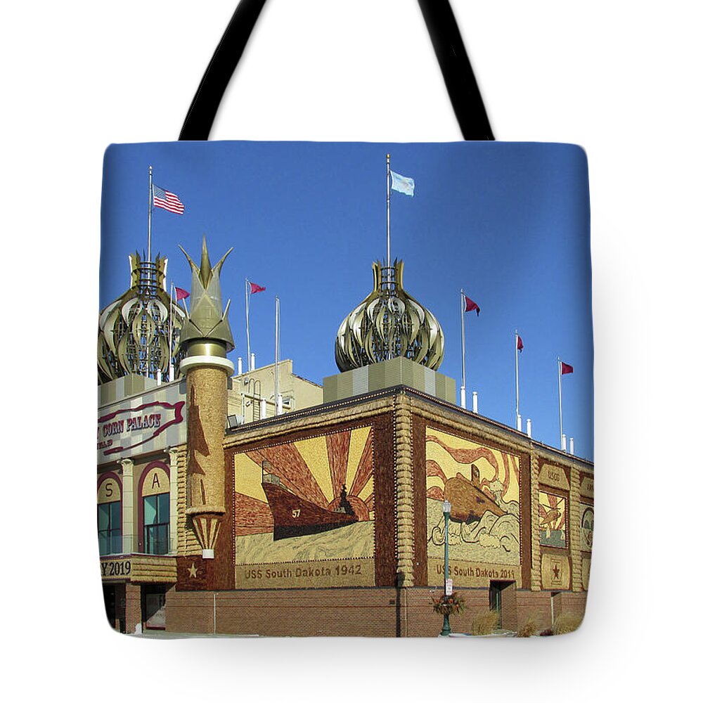 Corn Palace Tote Bag featuring the photograph Worlds Only Corn Palace 2018-19 by Richard Stedman