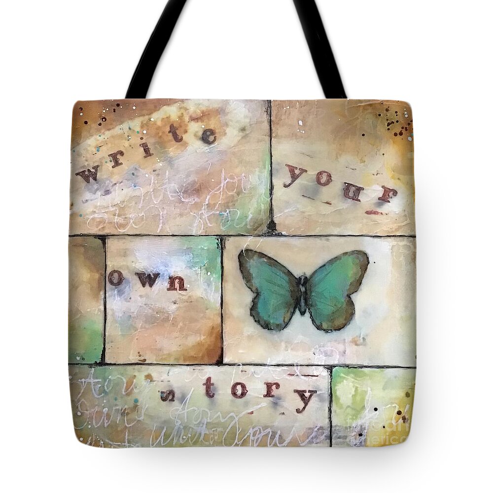 Butterfly Collage Tote Bag featuring the painting Butterfly wall art #1 by Diane Fujimoto