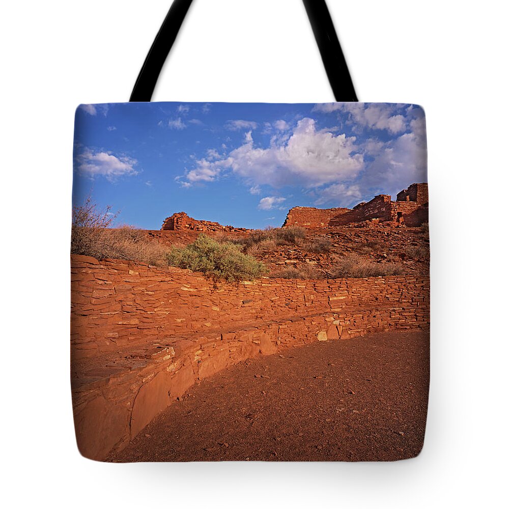 Tom Daniel Tote Bag featuring the photograph Wupatki Ball Court by Tom Daniel