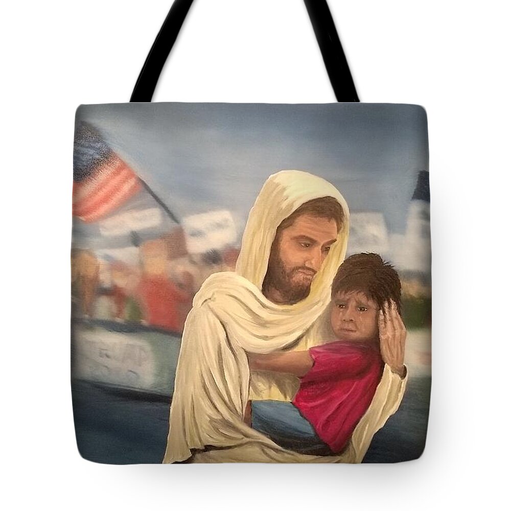 Jesus Tote Bag featuring the painting wwJd by Kevin Daly