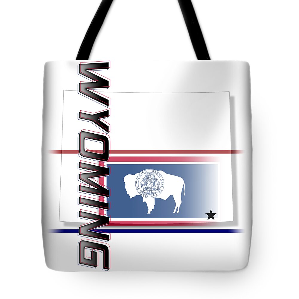 Wyoming Tote Bag featuring the digital art Wyoming State Vertical Print by Rick Bartrand