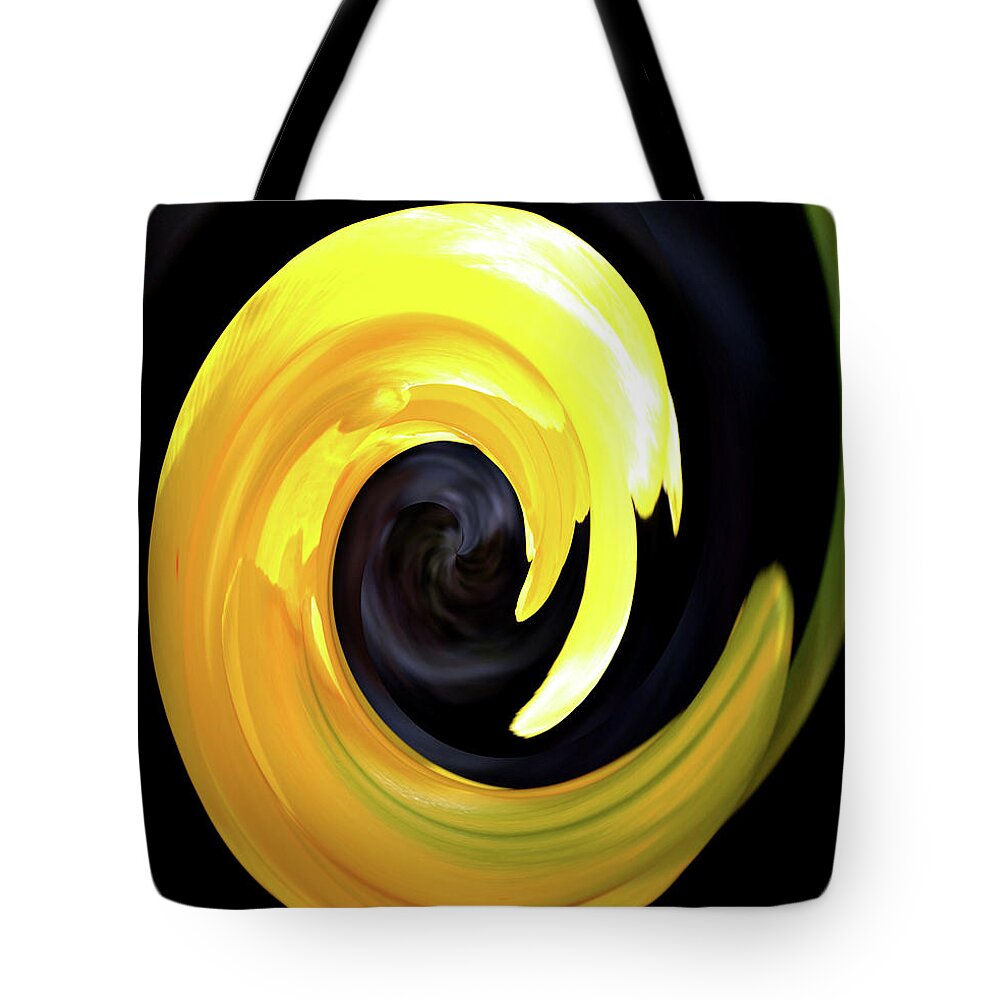 Yellow Tote Bag featuring the painting Yellow And Black by Katy Hawk